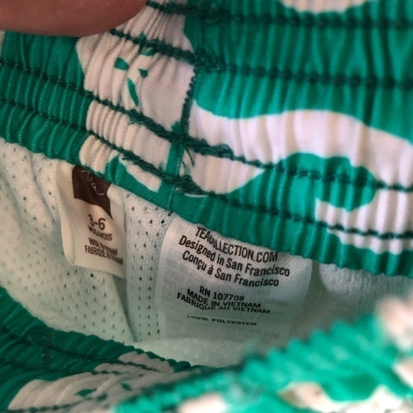 Tea Baby Blue Green Swim Shirt and Shorts Set 3 - 6 M - Picture 7 of 10